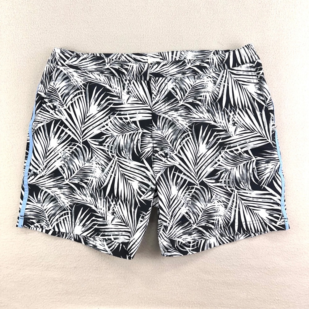 Fair Harbor Shorts Men's 34 Black White Tropical Print Hybrid Swim Trunks Lined